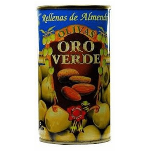 Oro Verde Olives Stuffed with Almond. Imported from Spain 12 oz